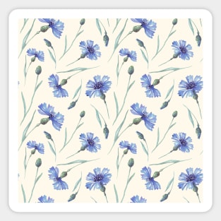 Botanical Floral Seamless pattern- delicate cornflowers Sticker